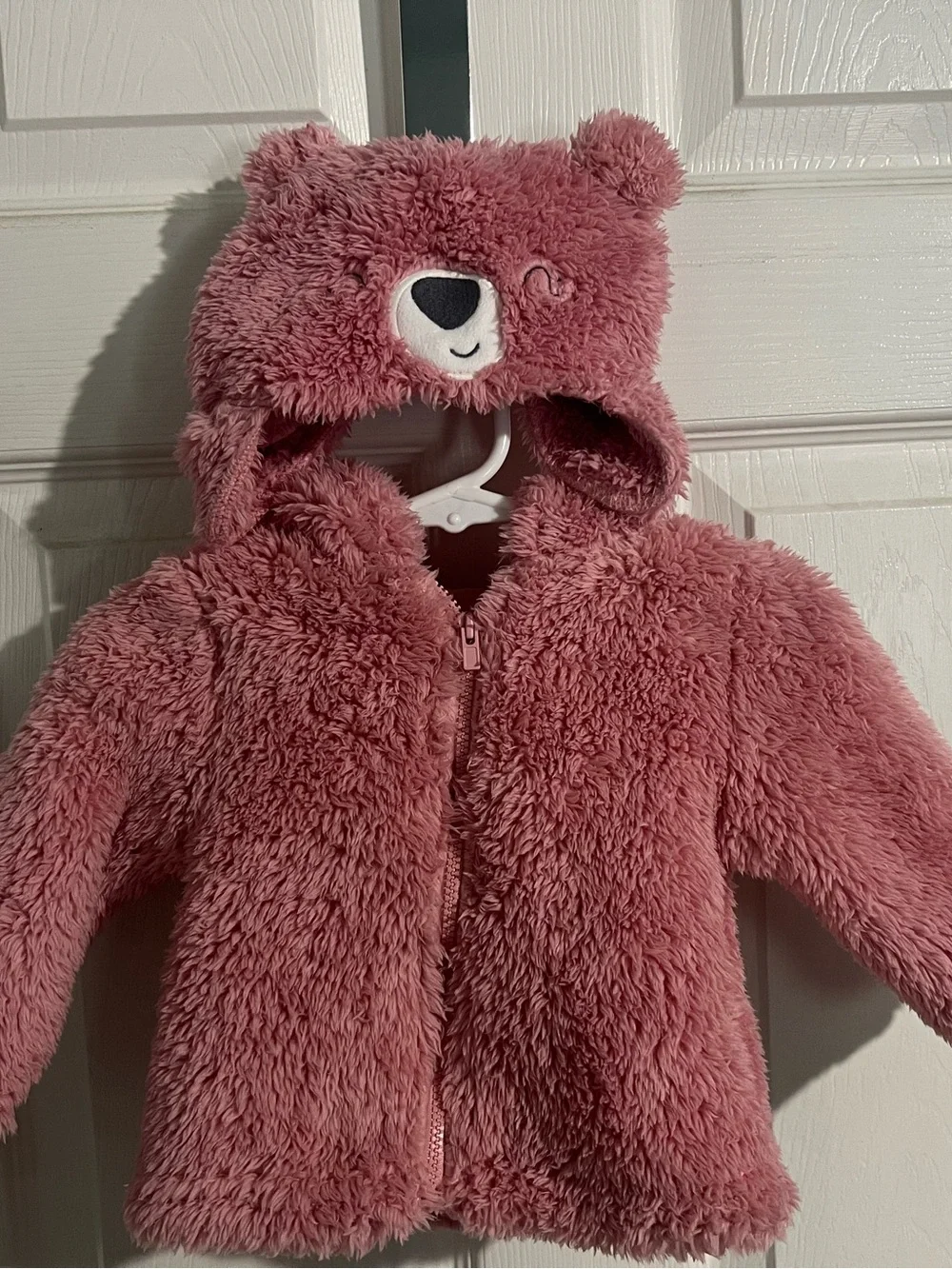 Carter's Dusty Rose Bear Hooded Fuzzy Puffer Jacket